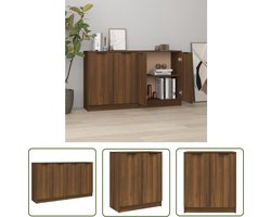 The Living Store Dressoirs 2 st 60x30x70 cm bewerkt hout bruin eikenkleur - Dressoir - Houten Dressoir - Bruine Eiken Dressoir - Opbergkast - Salontafel
