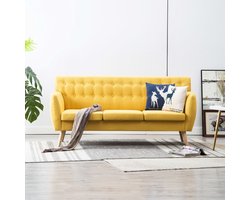 The Living Store Driezitsbank 172x70x82 cm stof geel - 3 Persoons Bank - Geel Bank - Banks Kopen - Salon Meubels - Lederlook Bank