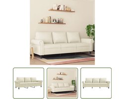 The Living Store Driezitsbank 180 cm fluweel crèmekleurig - 3 Zits Bank - Fluweel Sofa - Lounge Bank - Salontafel - Living Room Furniture