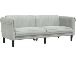 The Living Store Driezitsbank fluweel lichtgrijs - 3-zitsbank - Fluweel Sofa - Grijze Bank - Lounge Meubilair - Living Room Furniture