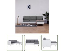 The Living Store Driezitsbank met kussens kunstleer wit - Loungesofa - Lederlook Bank - 3 Persoons Bank - Hoekbank - Living Room Furniture