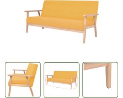 The Living Store Driezitsbank stof geel - 3-zitsbank - Gele Bank - Banks Kopen - Salon Meubilair - Living Room Furniture