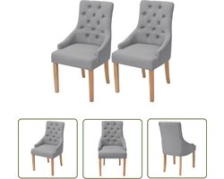 The Living Store Eetkamerstoelen 2 st stof lichtgrijs - Eetkamerstoelen - Stoffen Stoel - Grijze Stoel - Lounge Stoel - Luxe Stoel