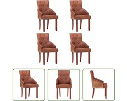 The Living Store Eetkamerstoelen 4 st echt geitenleer bruin - Eettafel Stoelen - Geiten Leer Stoelen - Eetkamer Set - Design Meubels - Bruine Stoelen