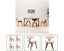 The Living Store Eetkamerstoelen 4 st gebogen hout en kunstleer crèmekleurig - Eetkamerstoelen - Kunstleer Stoelen - Vintage Stoelen - Creme Bruine Stoelen - Dining Chairs