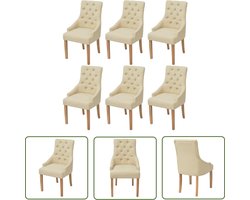 The Living Store Eetkamerstoelen 6 st stof crème - Eetkamerstoelen - Stoffen Stoelen - Luxe Stoelen - Eetkamer Meubels - Dining Chairs