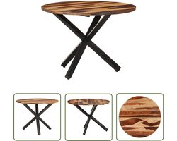 The Living Store Eettafel 100x100x75 cm acaciahout met honingkleurige afwerking - Houten Eettafel - Eettafel Acacia - Ronde Eettafel - Salontafel - Dining Table