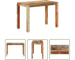 The Living Store Eettafel 110x55x76 cm gerecycled massief mangohout - Houten Eettafel - Landelijke Eettafel - Retro Eettafel - Multifunctionele Eettafel - Gerecyclede Eettafel