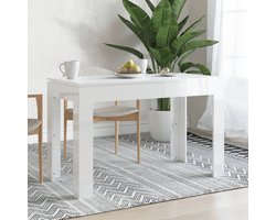 The Living Store Eettafel 120x60x76 cm bewerkt hout hoogglans wit - Eetkamertafel - Eettafel - Houten Tafel - Modern Design - Wit Meubilair