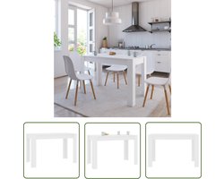 The Living Store Eettafel 120x60x76 cm bewerkt hout wit - Eettafel - Houten Eettafel - Witte Eettafel - Moderne Eettafel - Scandinavische Eettafel