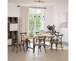 The Living Store Eettafel 220x100x74 cm ovaal massief eikenhout lichtbruin - Eetkamertafel - Houten Tafel - Salontafel - Oak Wood Furniture - Massief Hout