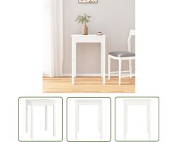 The Living Store Eettafel 55x55x75 cm massief grenenhout wit - Eettafel - Klassieke Eettafel - Grenenhouten Eettafel - Witte Eettafel - Kleine Eettafel