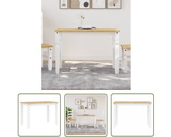 The Living Store Eettafel Corona 112x60x75 cm massief grenenhout wit - Eetkamertafel - Houten Eettafel - Corona Eettafel - Vita Xl Eettafel - Eettafel Wit