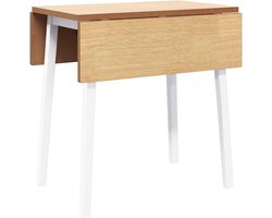 The Living Store Eettafel massief hout wit rubber - Eetkamertafel - Houten Tafel - Klaptafel - Multifunctionele Tafel - Witte Tafel