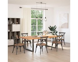 The Living Store Eettafel met natuurlijke rand 240x120x74 cm massief eikenhout - Eetkamertafel - Houten Tafel - Salontafel - Oak Wood Furniture - Massief Hout