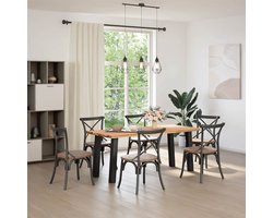 The Living Store Eettafel met natuurlijke rand massief eikenhout rechthoekig - Eetkamertafel - Houten Tafel - Salontafel - Oak Wood Furniture - Massief Hout