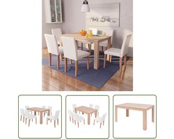 The Living Store Eettafel met stoelen kunstleer en eikenhout crème 7-delig - Eettafels - Eetkamer Sets - Salontafel - Diningtable - Eetkamers