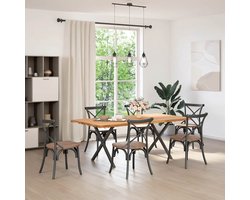 The Living Store Eettafel rechthoekig 200x100x74 cm massief eikenhout lichtbruin - Eetkamertafel - Houten Tafel - Salontafel - Oak Wood Furniture - Massief Eikenhout