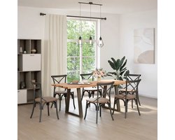 The Living Store Eettafel rechthoekig 200x80x74 cm massief eikenhout lichtbruin - Eetkamertafel - Houten Tafel - Oak Wood Dining Table - Massief Eiken Tafel - Grote Eetkamertafel