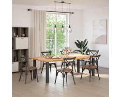 The Living Store Eettafel rechthoekig 240x120x74 cm massief eikenhout lichtbruin - Eetkamertafel - Houten Tafel - Eettafel - Salontafel - Oak Wood Furniture