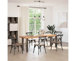 The Living Store Eettafel rechthoekig 240x80x74 cm massief eikenhout lichtbruin - Eetkamertafel - Houten Tafel - Eettafel - Salontafel - Oak Wood Furniture