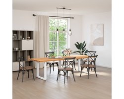 The Living Store Eettafel rechthoekig 280x90x74 cm massief eikenhout lichtbruin - Eetkamertafel - Salontafel - Houten Tafel - Eikenhouten Tafel - Grote Tafel