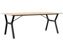 The Living Store Eettafel Y-frame 200x100x75 cm massief grenenhout en gietijzer - Eetkamertafel - Houten Tafel - Grenenhouten Tafel - Rustic Tafels - Y-vormig Design
