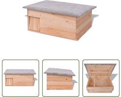 The Living Store Egelhuis Massief Chinees Vurenhout - 45x33x22 cm - Waterdicht polyester - Met labyrint ingang
