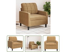 The Living Store Fauteuil 60 cm fluweel bruin - Fauteuil - Fluweel Stoffen - Lounge Stoel - Relaxstoel - Salontafel