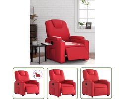 The Living Store Fauteuil verstelbaar elektrisch kunstleer rood - Elektrische Fauteuil - Loungestoel - Verstelbare Stoel - Lederlook Fauteuil - Rode Fauteuil