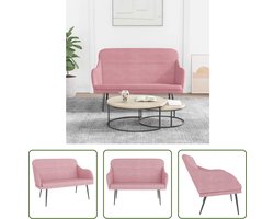 The Living Store Fluwelen Bank - Roze - 110 x 76 x 80 cm - Comfortabele zitervaring
