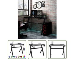 The Living Store Gamingbureau met Y-vormige poten LED 90x60x75 cm zwart - Gamingbureau - Led Bureau - Bureau Zwart - Ergonomisch Bureau - Gaming Accessoires