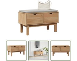 The Living Store Gangbankje OTTA 80x40x45 cm massief grenenhout - Halbankje - Halbankjes - Bankje - Bankje Met Opbergruimte