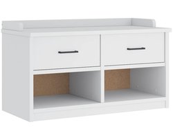 The Living Store Gangbankje SANDNES wit 87x40x50 cm massief grenenhout - Halbank - Halbanken - Bank - Halbankzitting