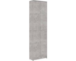 The Living Store Gangkast 55x25x189 cm bewerkt hout betongrijs - Halenkast - Compact Kast - Opbergkast - Houten Kast - Grijze Kast