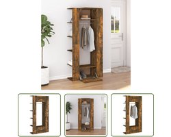 The Living Store Gangkasten 2 st bewerkt hout gerookt eikenkleurig - Gangkast - Halmeubel - Kast - Opbergkast - Houten Kast