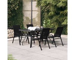 The Living Store Garden Set - Elegant design. durable frame. space-saving chairs - 140x70x70 cm table. 55x65x89 cm chairs
