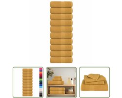 The Living Store Gastendoekjes 10 st 30x50 cm 360 g/m² 100% katoen goudkleurig - Gastendoekjes - Keukenhandschoenen - Badstof - Handdoekset - Gouden Handdoek