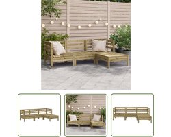 The Living Store Grenen Tuin Lounge Set 3-zits Hoekbank Voetenbank 190.5 x 127 x 62.5 cm Modulair Ontwerp Tuinbank - Lounge Set - Buitenbank - Houten Tuinbank - Grenen Bank - Modulaire Tuinbank - Loungebank