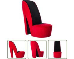 The Living Store Hakstoel fluweel rood - Hakstoel - Lounge Stoel - Fluweel Stoel - Rood Meubilair - Trendy Fauteuil