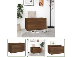 The Living Store Halbankje 80x40x45 cm bewerkt hout bruin eikenkleur - Halbank - Opbergbank - Houten Bank - Bruine Bank - Entreebank