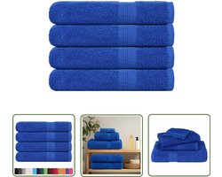 The Living Store Handdoeken 4 st 100x200 cm 360 g/m² 100% katoen blauw - Badhanddoeken - Handdoeken Set - Katoenen Handdoeken - Grote Handdoeken - Blauwe Handdoeken