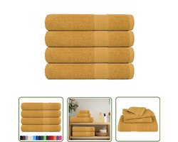 The Living Store Handdoeken 4 st 100x200 cm 360 g/m² 100% katoen goudkleurig - Zwachthandeldoeke - Katoen Handdoek - Gouden Handdoek - Badelaken - Strandlaken