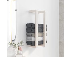 The Living Store Handdoekenrek - Massief grenenhout - 23 x 18 x 60 cm - Wit
