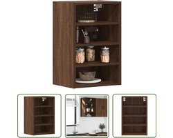 The Living Store Hangkast 40x29,5x60 cm bewerkt hout bruin eikenkleur - Keukenopbergkast - Wandkast - Houten Kast - Bruine Eiken Kast - Compact Kastje