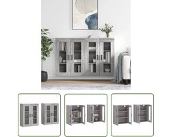 The Living Store Hangkasten 2 st bewerkt hout grijs sonoma eikenkleurig - Wandkast - Houtsoort - Grijze Meubels - Bergruimte - Opbergkast