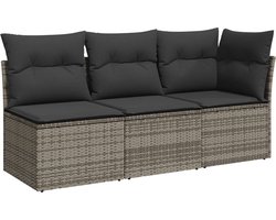 The Living Store Hoek- en Middenstoelen Set - Modulaire Tuinmeubelen - PE-rattan - Grijs - 172 x 62 x 69 cm - Met Opbergruimte Tuinbanken - Hoekbank - Lounge Set - Buitendecoratie - Tuinset - Pe Rattan - Outdoor Furniture - Garden Sofa