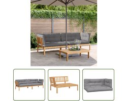 The Living Store Hoekbank Acaciahout Tuinmeubel - 133 x 92 x 69 cm - Modulair ontwerp Hoekbank - Tuinset - Lounge Set - Tuinbank - Acacia Hout - Outdoor Furniture - Buitendecoratie