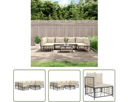The Living Store Hoekbank Loungeset - Antraciet - Poly Rattan - 72 x 72 x 66 cm - Weerbestendig Hoeksofa - Lounge Set - Tuinset - Buitenshuis - Polyrattan - Antraciet - Balkon - Terras - Garden Furniture