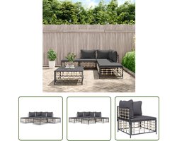 The Living Store Hoekbank Loungeset - Antraciet - Poly rattan - 72 x 72 x 66 cm - Weerbestendig materiaal Hoekbank Lounge Set - Loungebank - Tuinset - Buitenshuis Wonen - Polyrattan - Antraciet - Balkon - Terrassen - Tuin